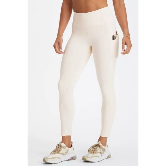 Fabletics PureLuxe Oasis High-Waisted 7/8 Leggings Pockets Cream Women S NWT - Picture 1 of 13